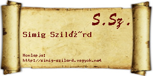 Simig Szilárd névjegykártya